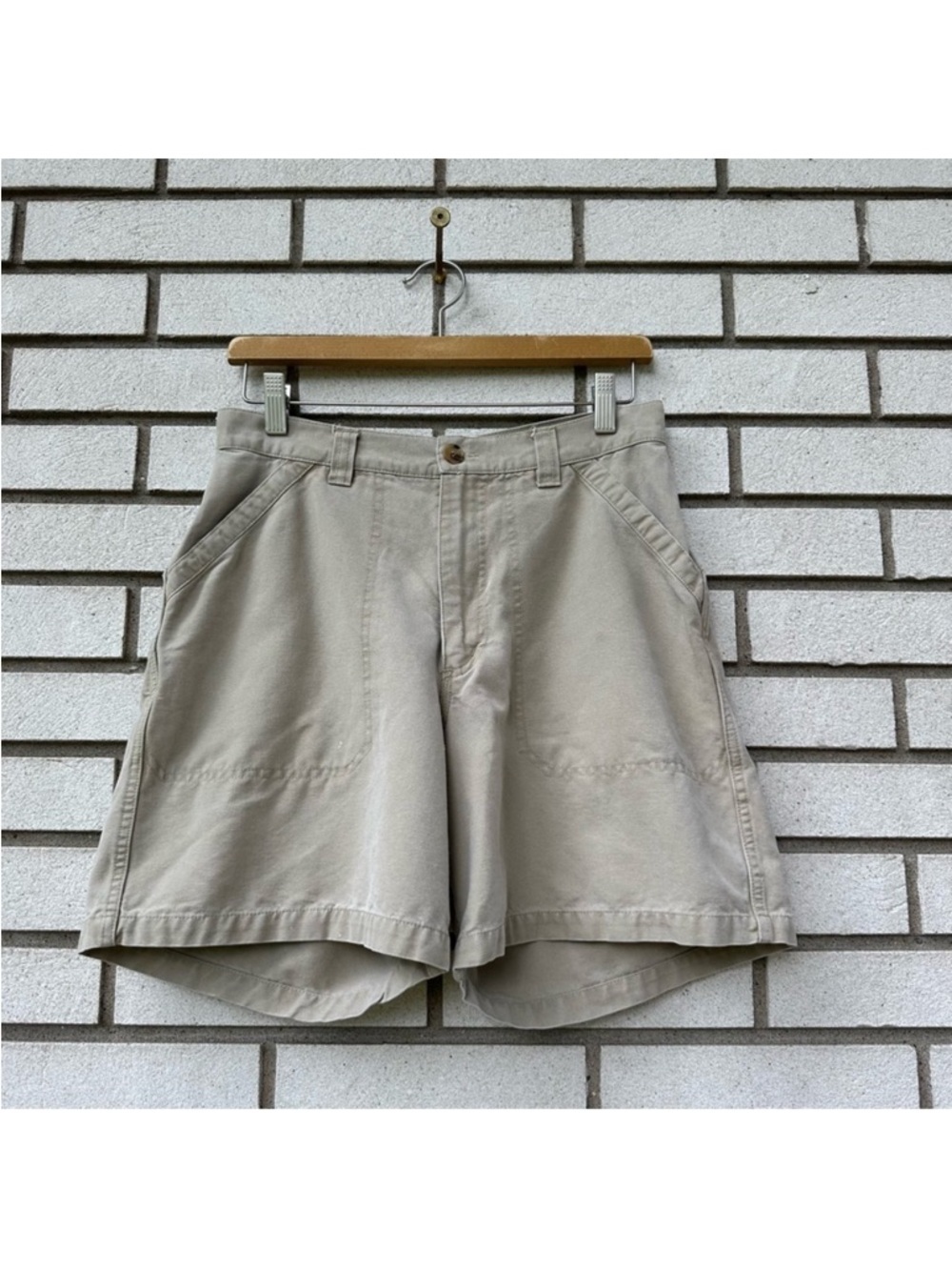 Ibex Khaki Utility Shorts 8 Tencel Cotton Blend Outdoor Hiking Embroidered Logo‎